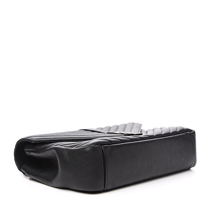 Saint Laurent Sheepskin Matelasse Chevron Monogram Large College Satchel Black 3 of 14