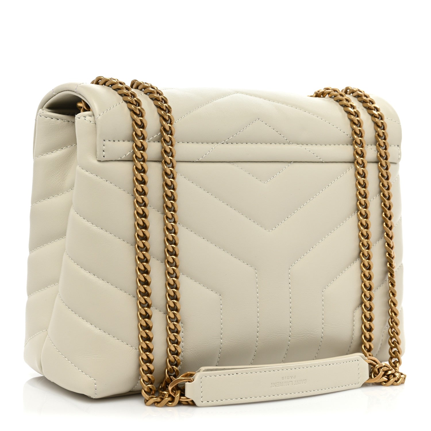 Saint Laurent Calfskin Y Quilted Monogram Small Loulou Chain Satchel Crema Soft 3 of 10