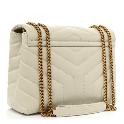 Saint Laurent Calfskin Y Quilted Monogram Small Loulou Chain Satchel Crema Soft 3 of 10