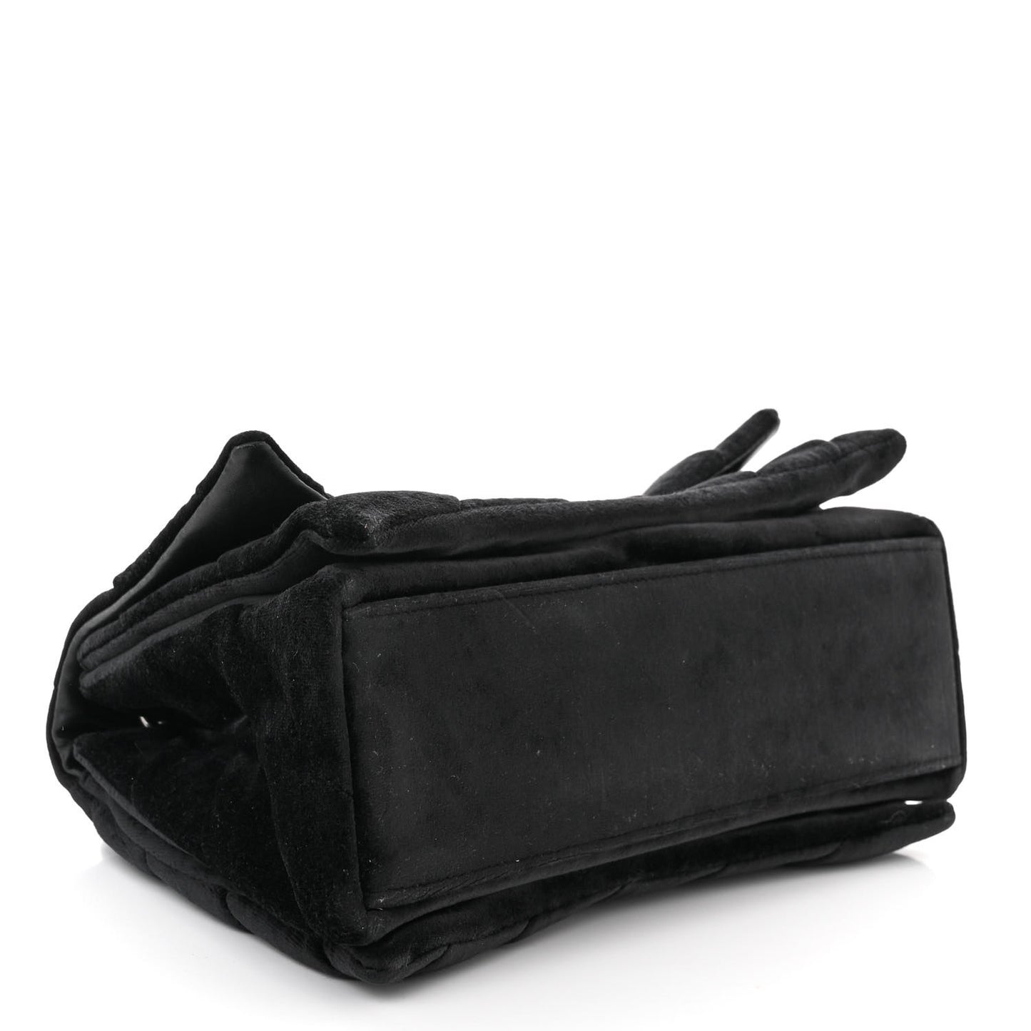 Crushed Velvet Quilted Medium Crush Chain Bag Black