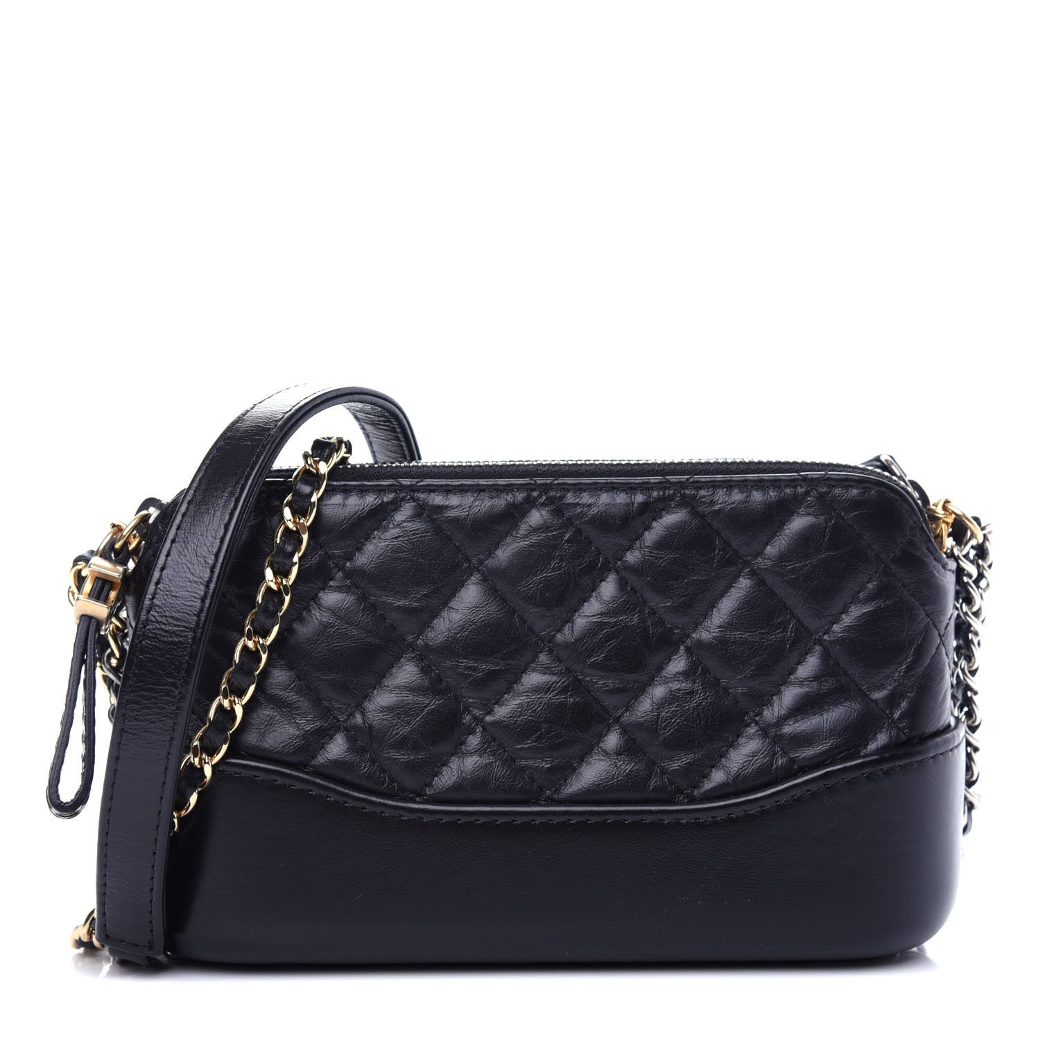 Chanel Aged Calfskin Quilted Small Gabrielle Clutch With Chain Black 1 of 13