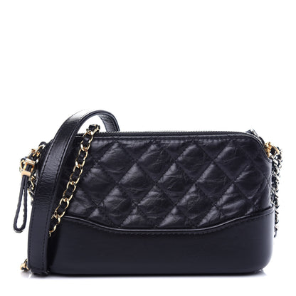 Chanel Aged Calfskin Quilted Small Gabrielle Clutch With Chain Black 1 of 13