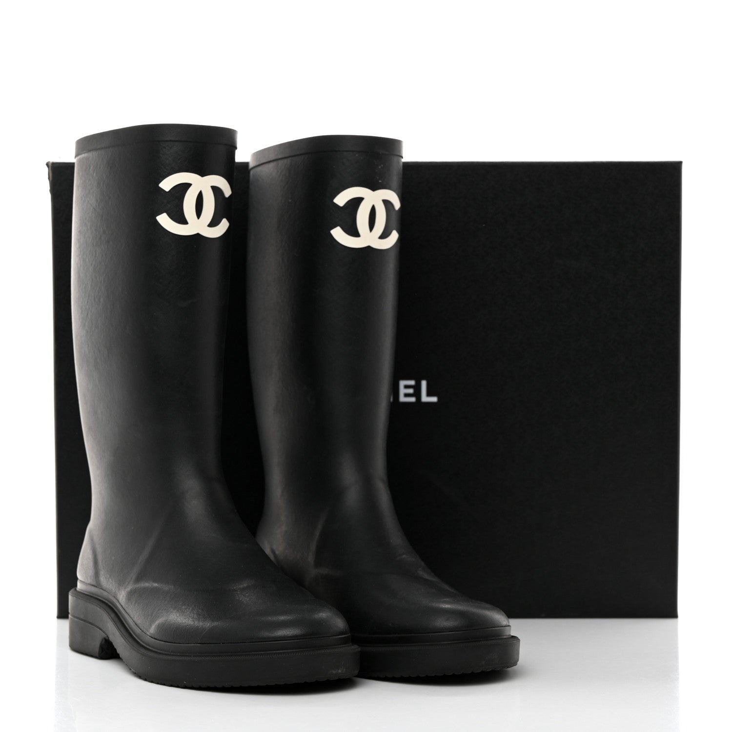 Chanel Caoutchouk CC High Boots 37 Black 9 of 9