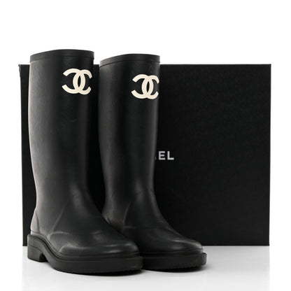 Chanel Caoutchouk CC High Boots 37 Black 9 of 9