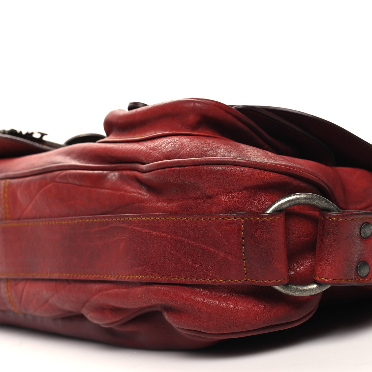Christian Dior Calfskin Medium Gaucho Double Saddle Bag Red 10 of 13