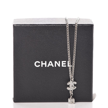 Chanel Crystal CC Drop Necklace Silver 7 of 7