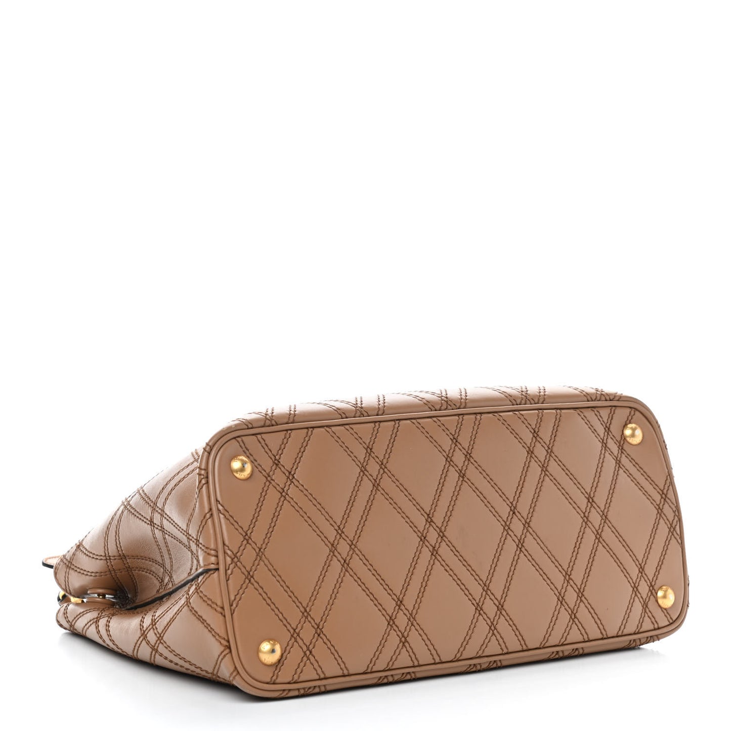 City Calf Quilted Double Bag Caramel