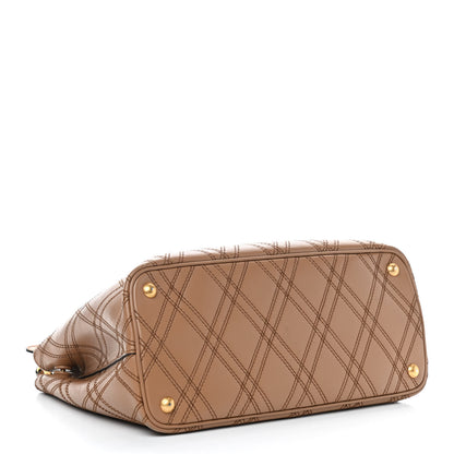 Prada City Calf Quilted Double Bag Caramel 3 of 9