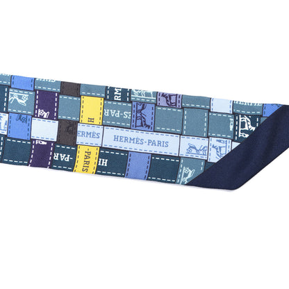 Hermes Silk Bolduc Au Carre Twilly Vert Bleu Jaune Vif 5 of 5