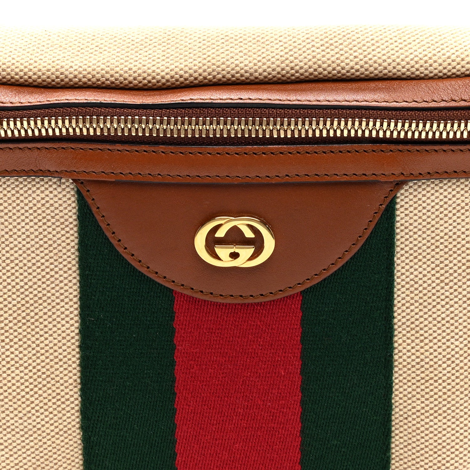Gucci Vintage Canvas Web Belt Bag Sand Cuir 8 of 10