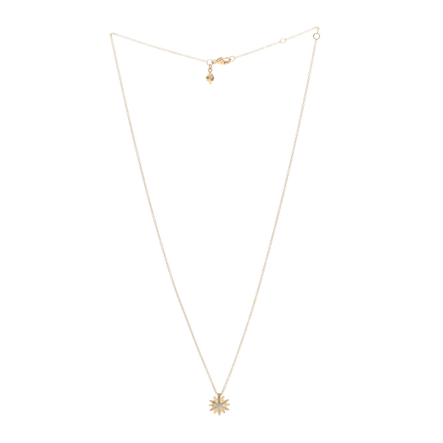 18K Yellow Gold Diamond Petite Starburst Pendant Necklace