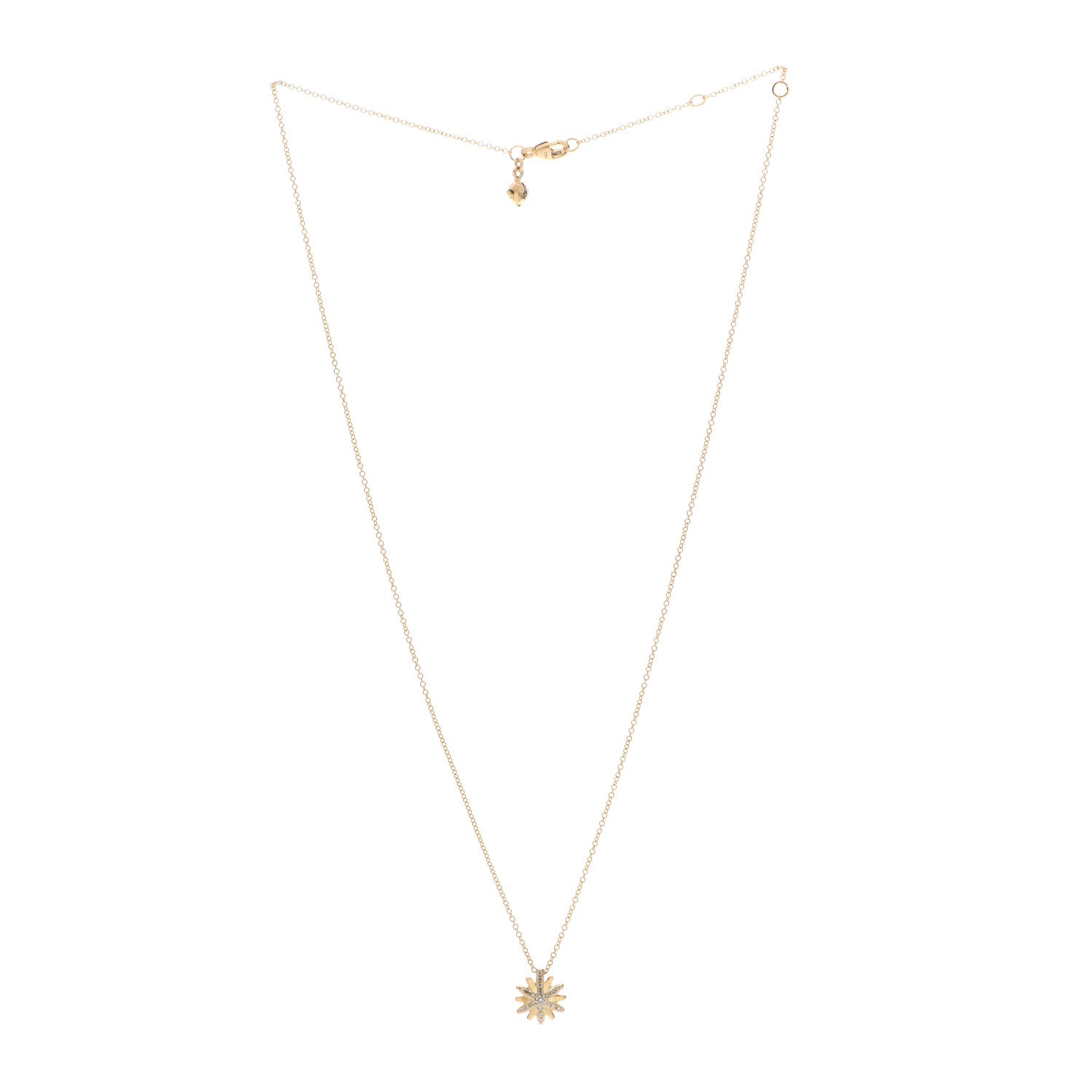 David Yurman 18K Yellow Gold Diamond Petite Starburst Pendant Necklace 3 of 5