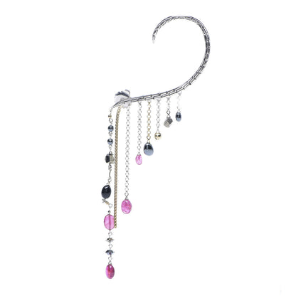 John Hardy X Adwoa Aboah Sterling Silver Tourmaline Pyrite Hematite Classic Chain Single Ear Cuff 1 of 4