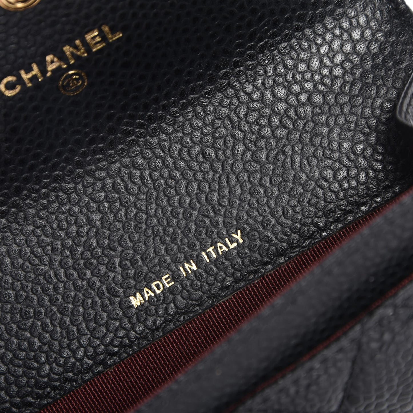Caviar Quilted Flap Card Holder Black