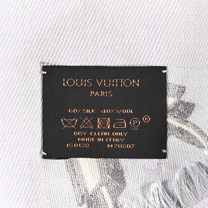 Louis Vuitton Silk Wool Monogram Pop Confidential Shawl Light Blue 3 of 3