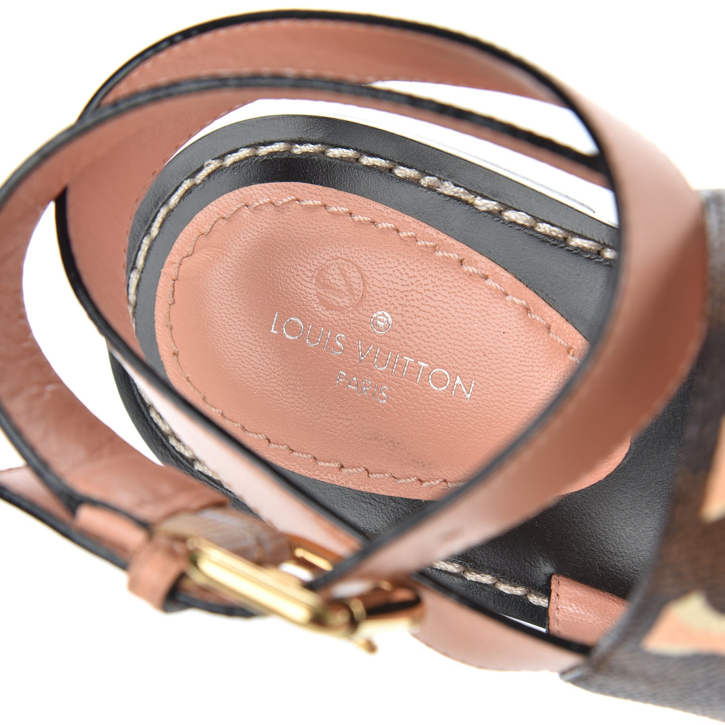 Calfskin Damier Ebene Passenger Flat Sandals 36 Venus Pink