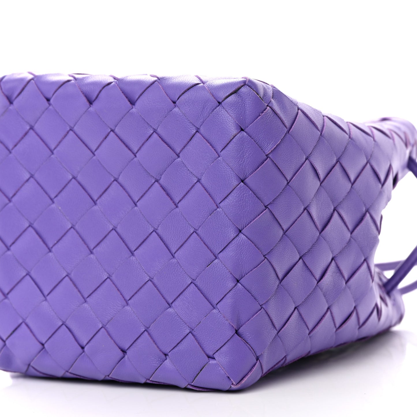 Nappa Intrecciato Small Drawstring Bucket Bag Purple