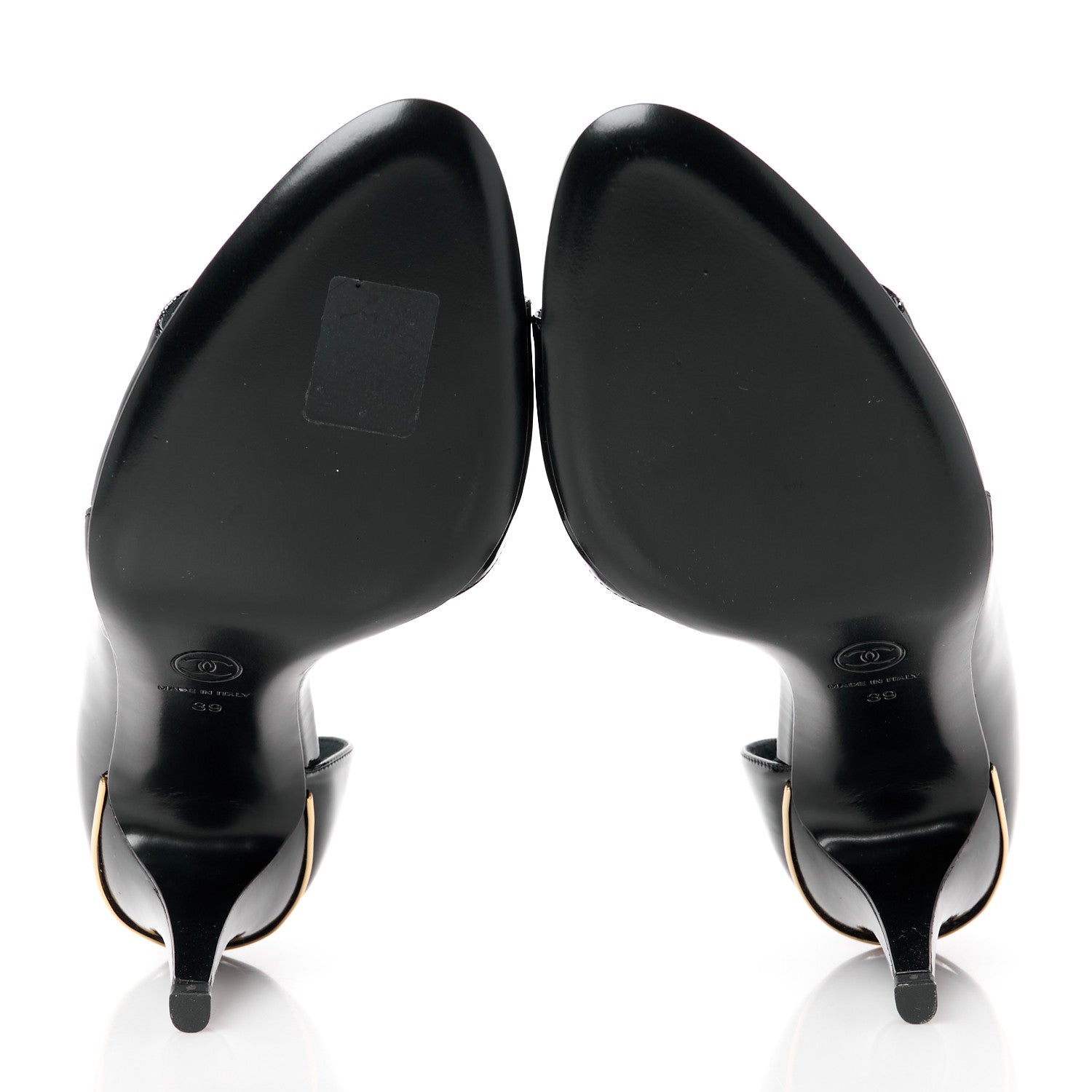 Chanel Patent CC Peep Toe Pumps 39 Black 5 of 9