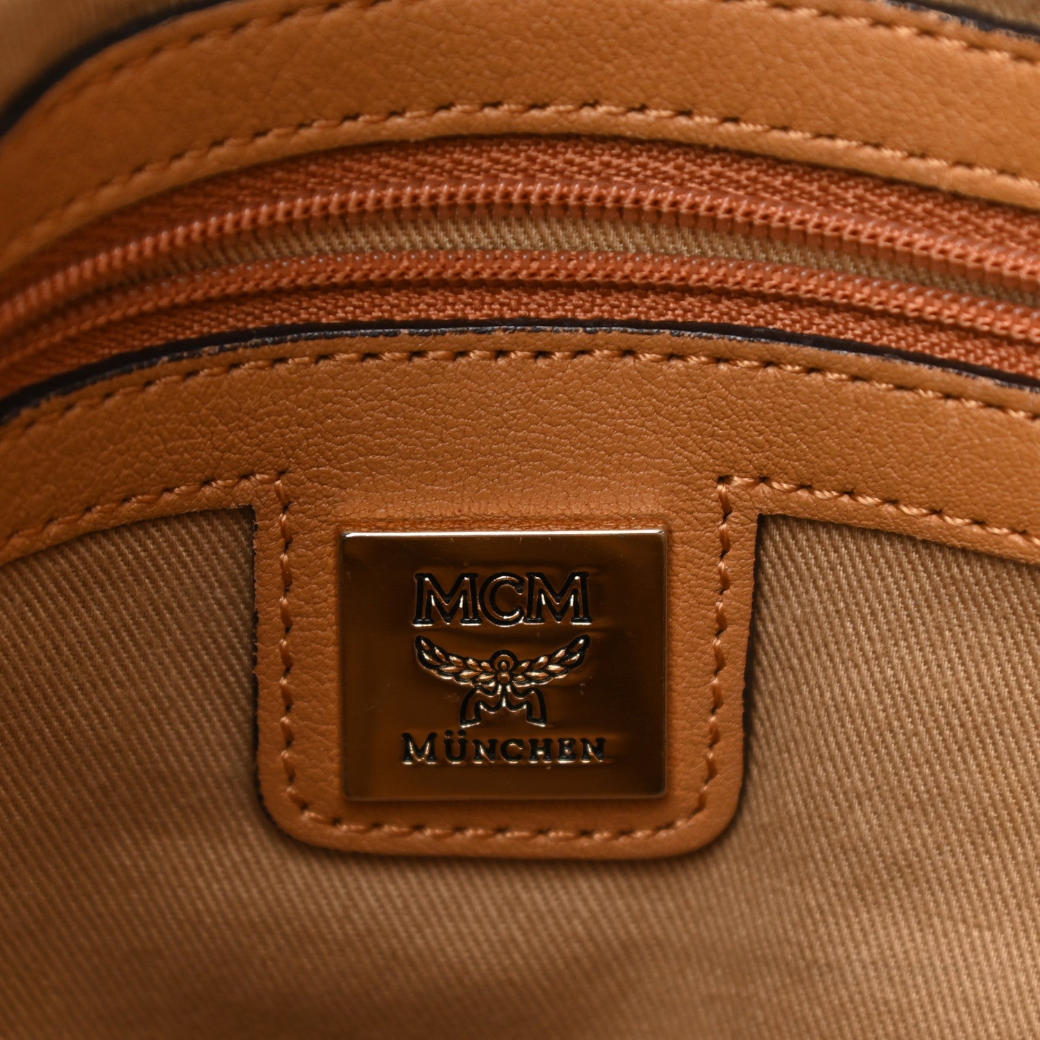 MCM Visetos Studded Medium Essentials Shopper Tote Cognac 6 of 12