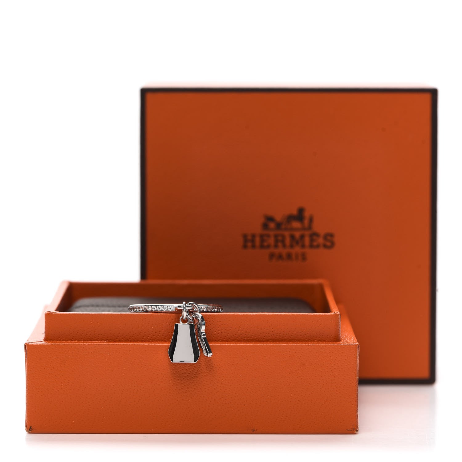 Hermes 18K White Gold Diamond Kelly Clochette Ring 50 5.25 6 of 6
