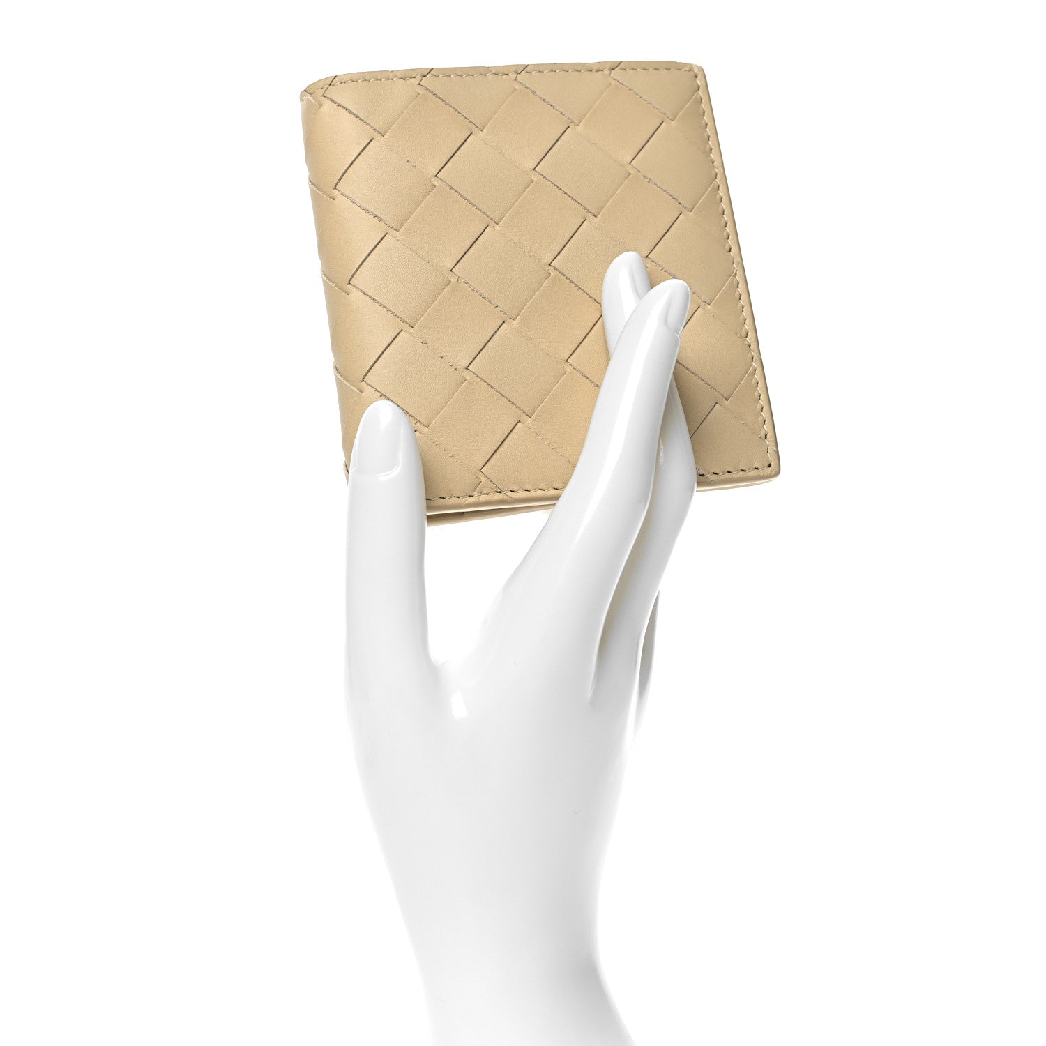 Bottega Veneta Nappa Maxi Intrecciato Bi-Fold Wallet Beige 2 of 7