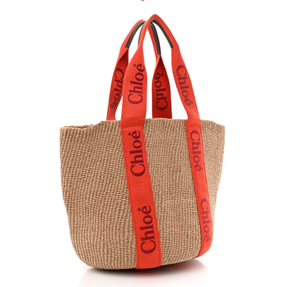 Chloe Raffia Woody Tote Orange 3 of 11