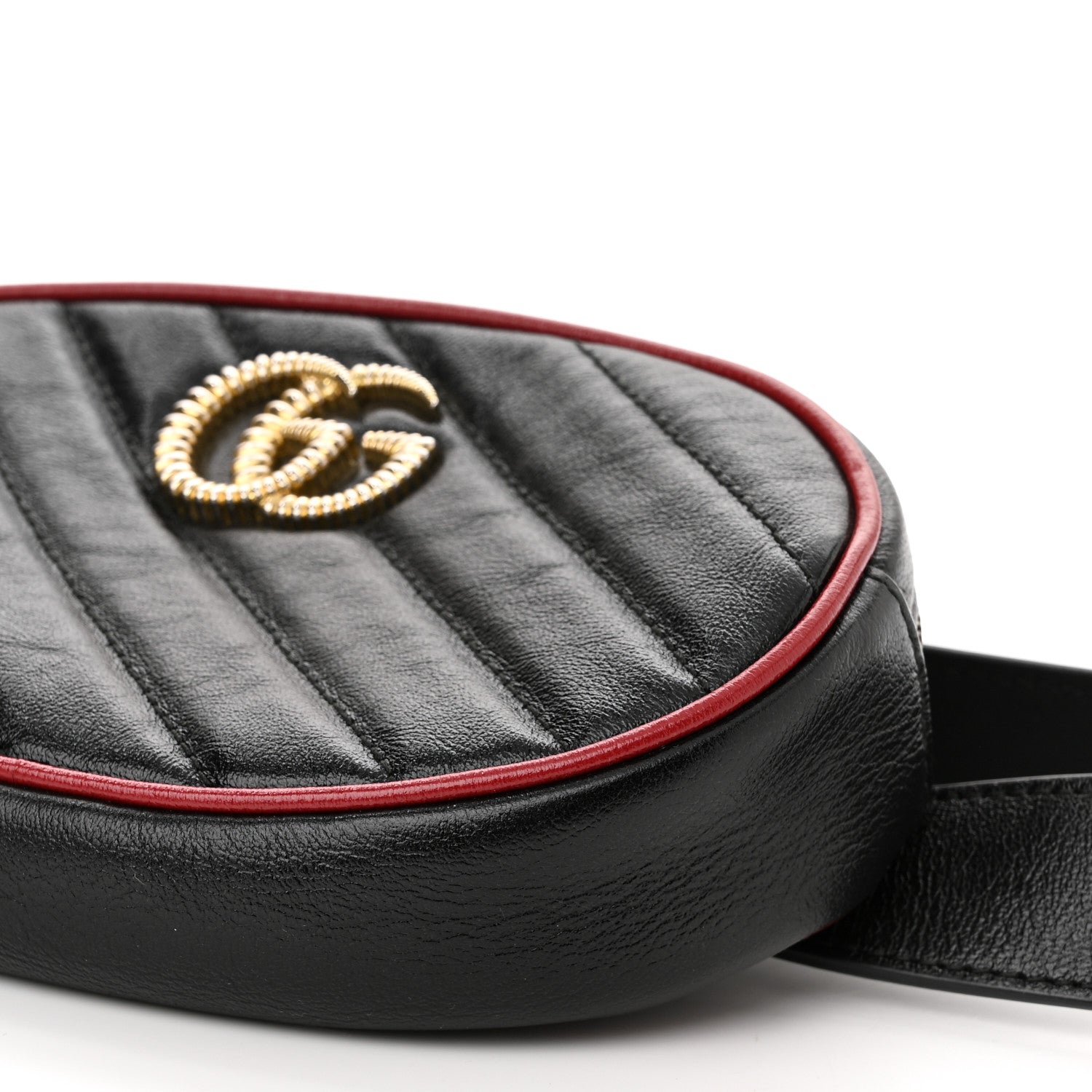 Gucci Azalea Calfskin Matelasse Diagonal Torchon GG Marmont Belt Bag 85 34 Black Romantic Cerise 12 of 12