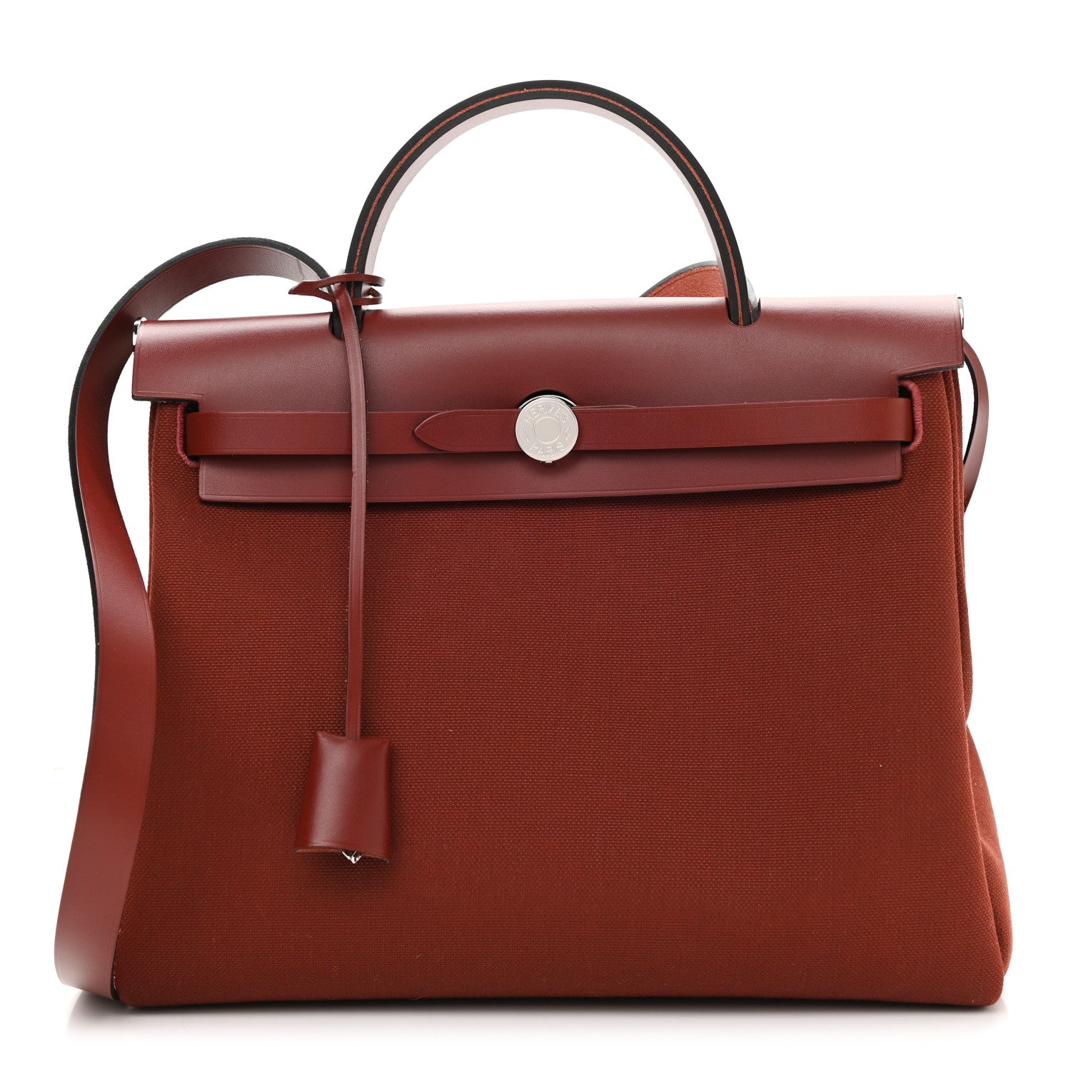 Hermes Military Toile Vache Hunter Herbag Zip Retourne 31 PM Rouge H 3 of 12