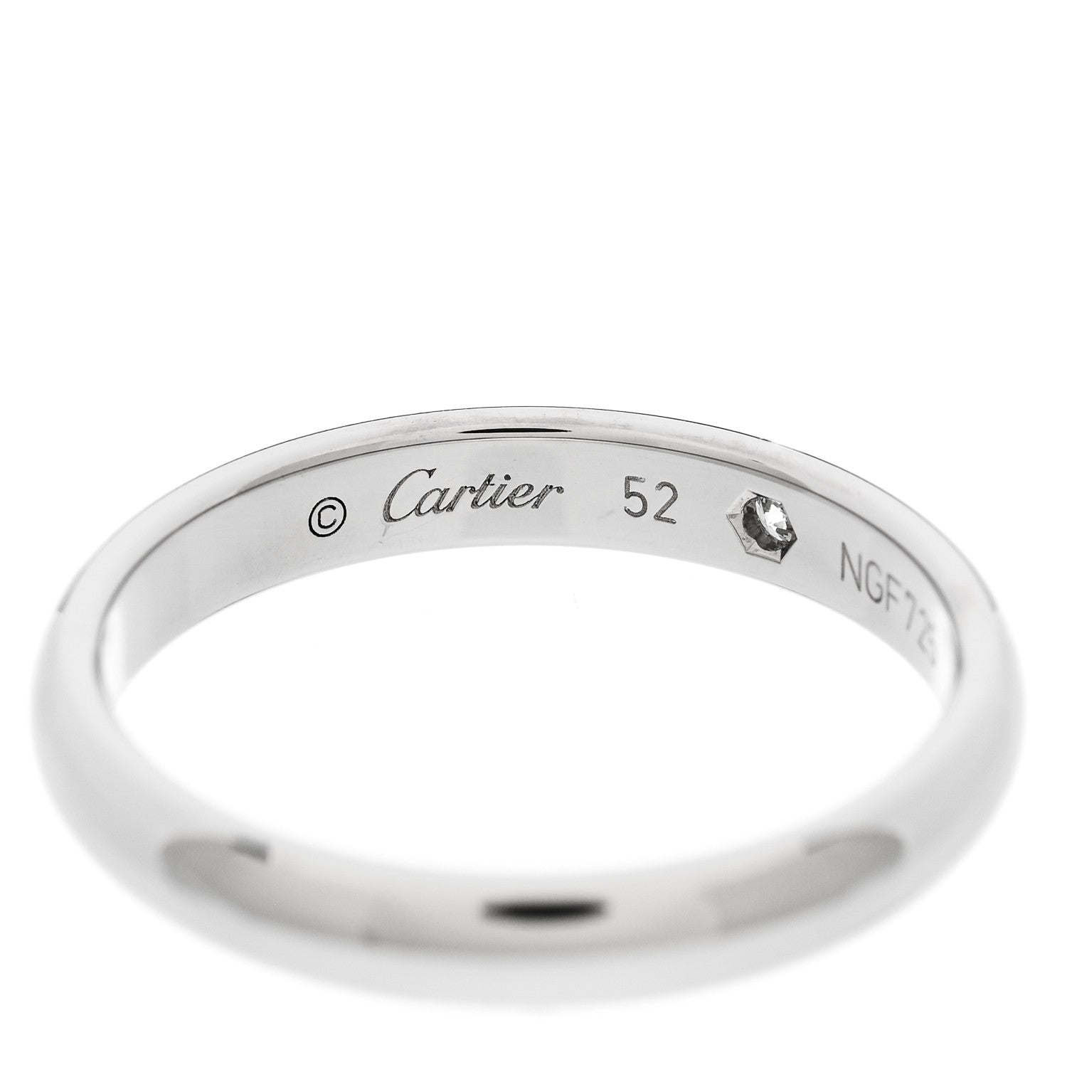 Cartier Platinum Diamond 3mm C De Cartier Wedding Band Ring 52 6 4 of 6