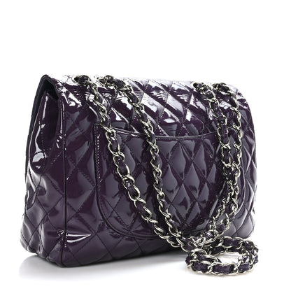 Chanel Patent Quilted Jumbo Single Flap Dark Purple 3 of 9