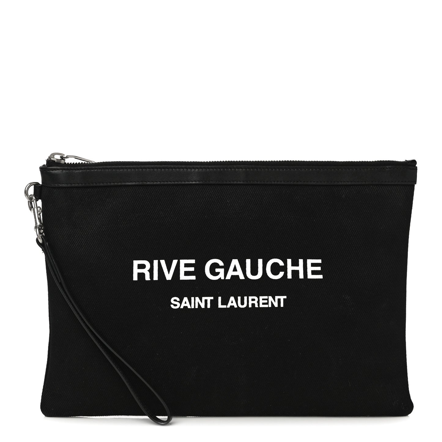 Linen Canvas Rive Gouche Zipped Pouch Black