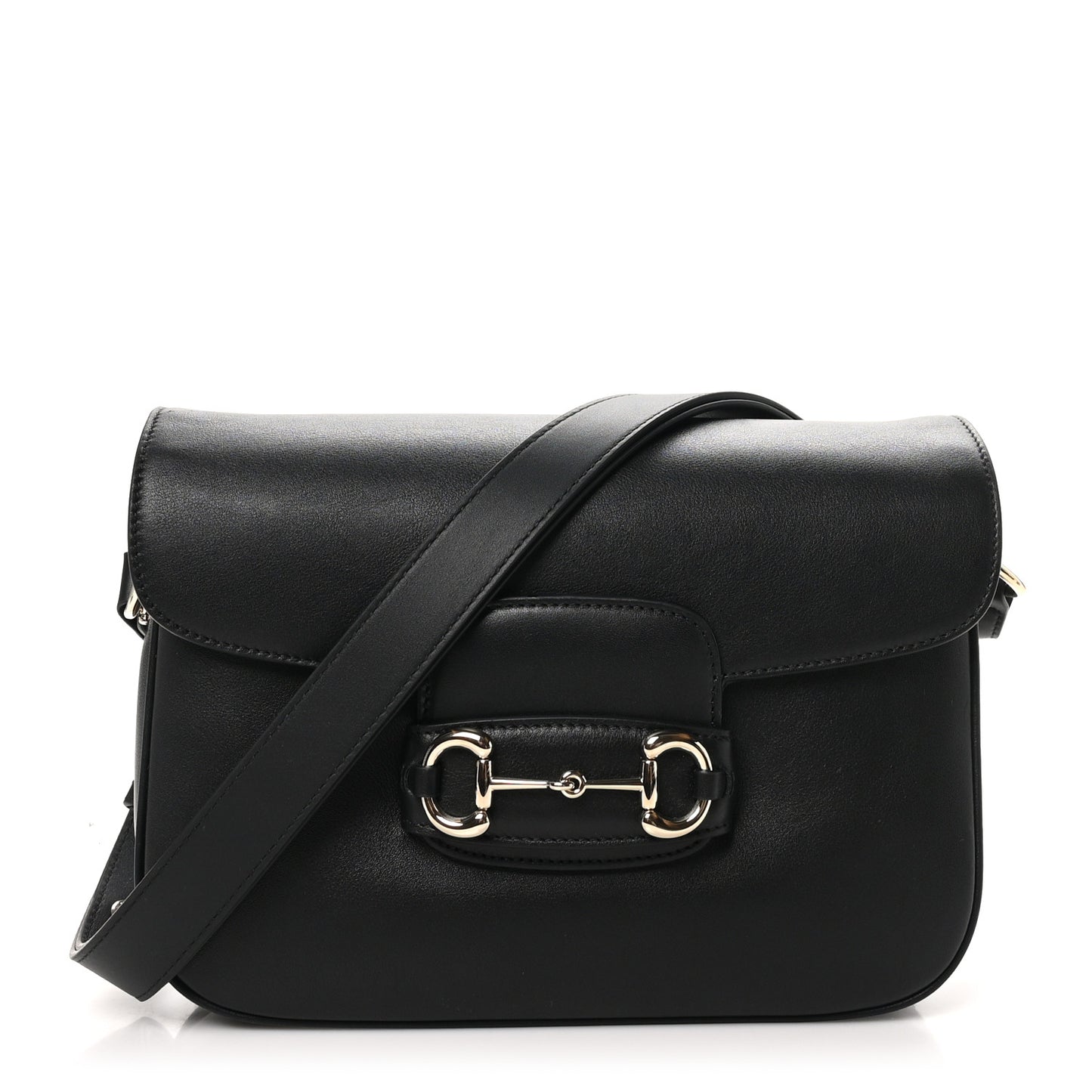 Ciny Lux Calfskin Horsebit 1955 Soft Small Shoulder Bag Black