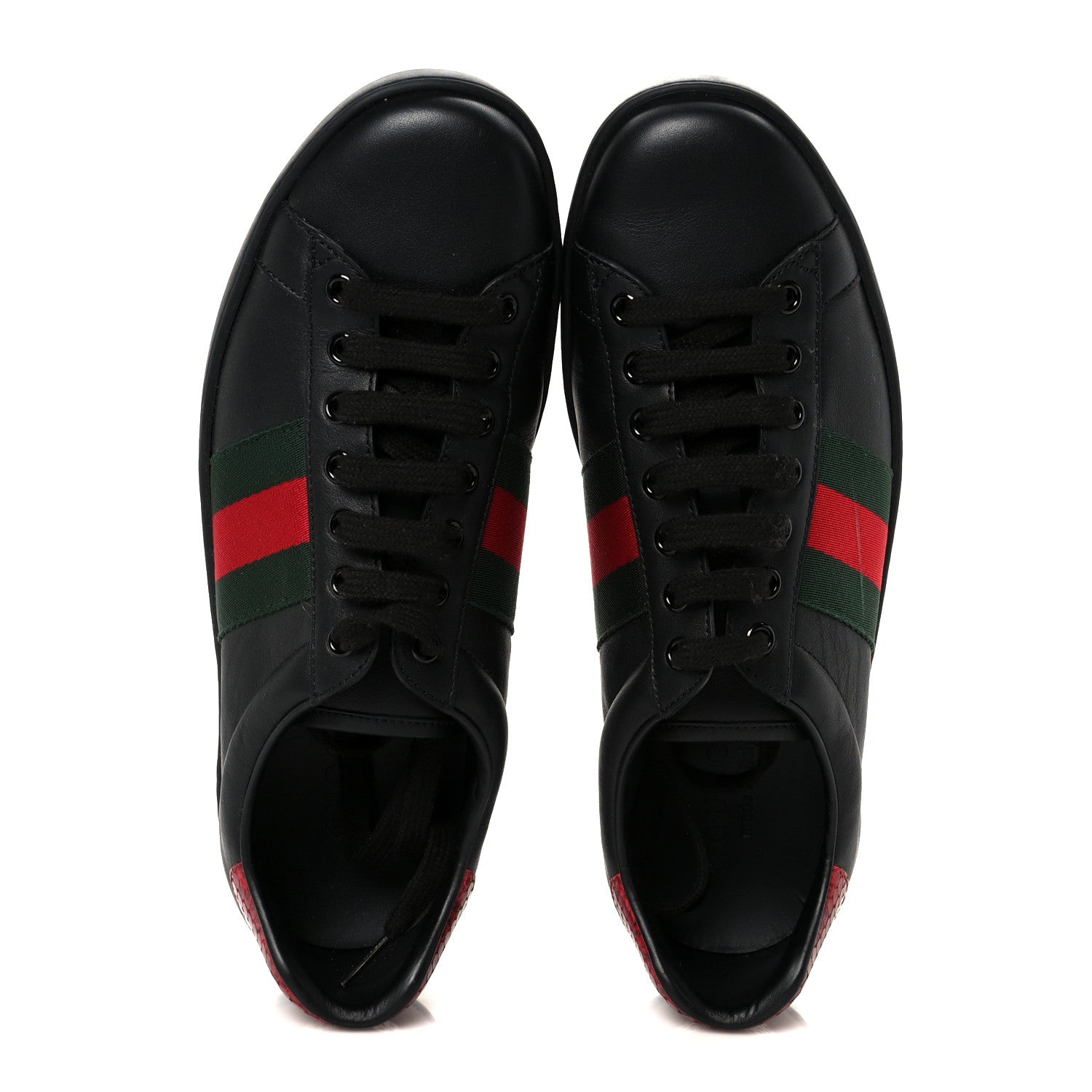 Gucci Miro Soft Calfskin Ayers Web Mens Ace Sneakers 7.5 Black Rosso 2 of 10
