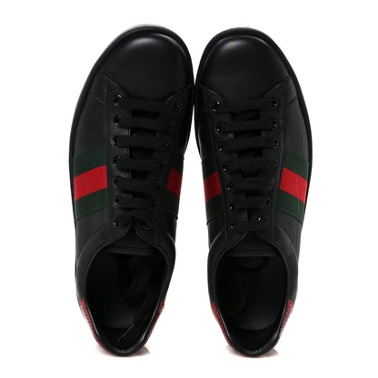 Gucci Miro Soft Calfskin Ayers Web Mens Ace Sneakers 7.5 Black Rosso 2 of 10