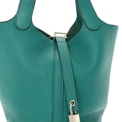 Hermes Taurillon Clemence Picotin Lock 18 PM Bleu Paon 8 of 11
