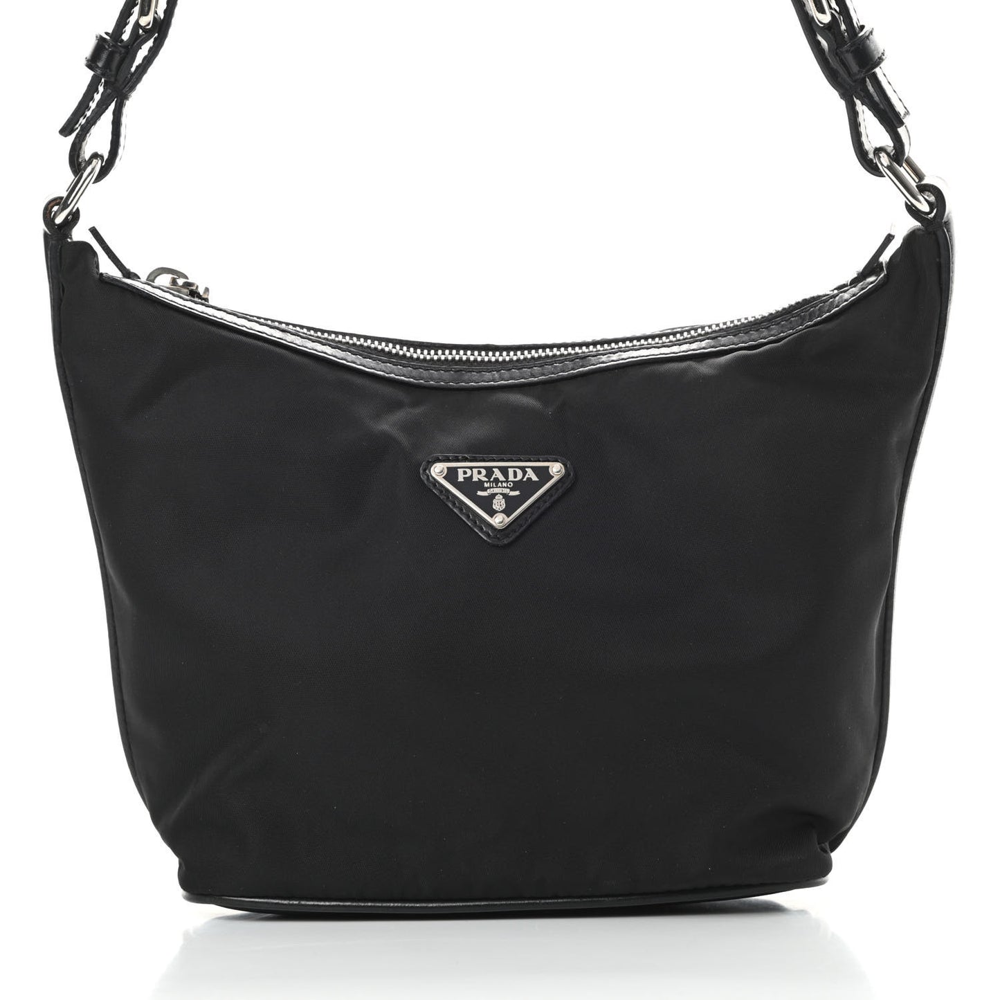 Tessuto Nylon Calfskin Hobo Black