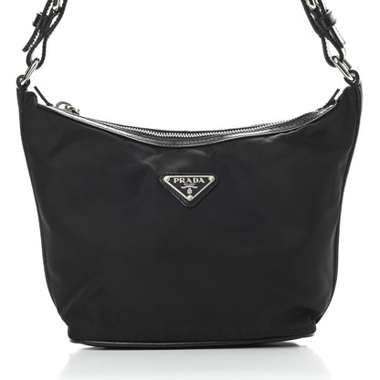 Prada Tessuto Nylon Calfskin Hobo Black 8 of 10