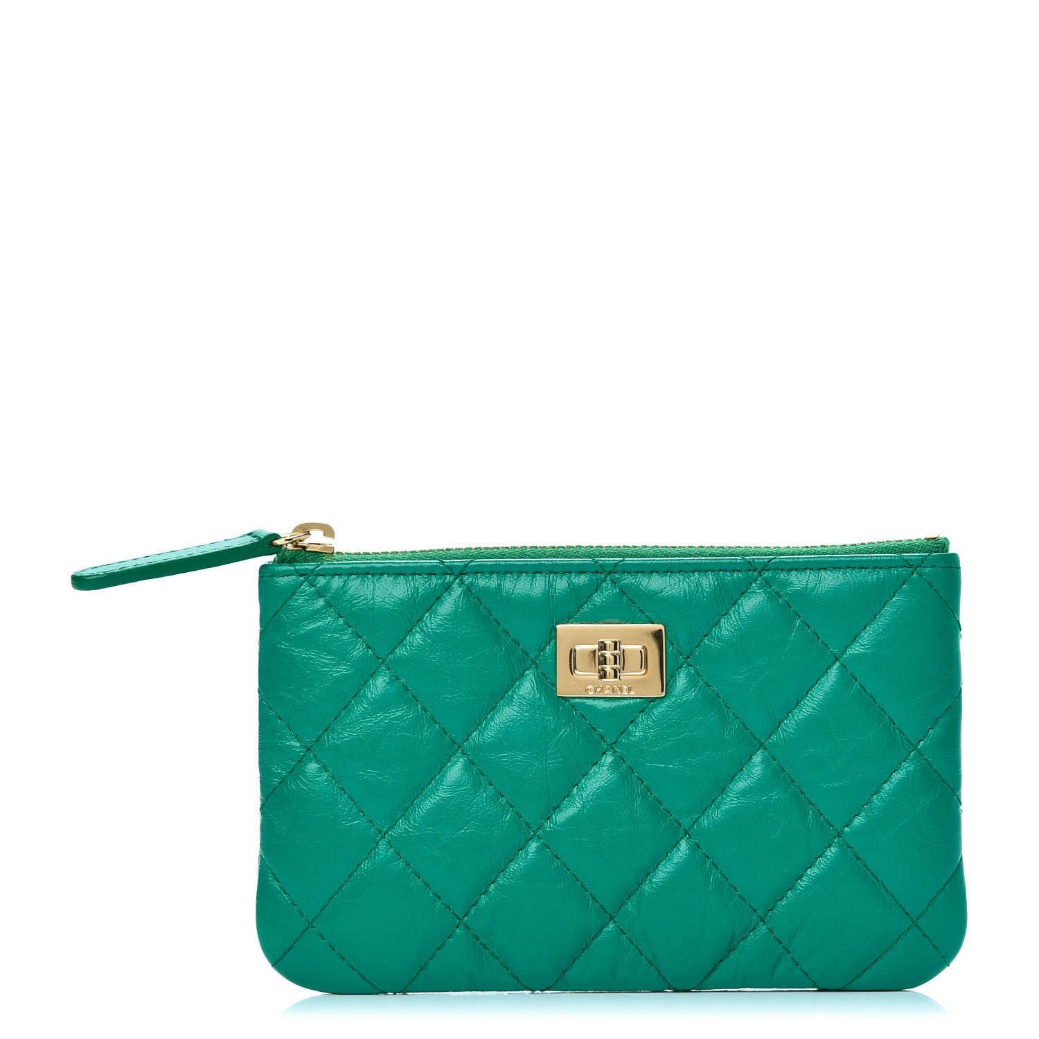 Chanel Aged Calfskin Quilted Small Reissue Cosmetic Case Green 1 of 7