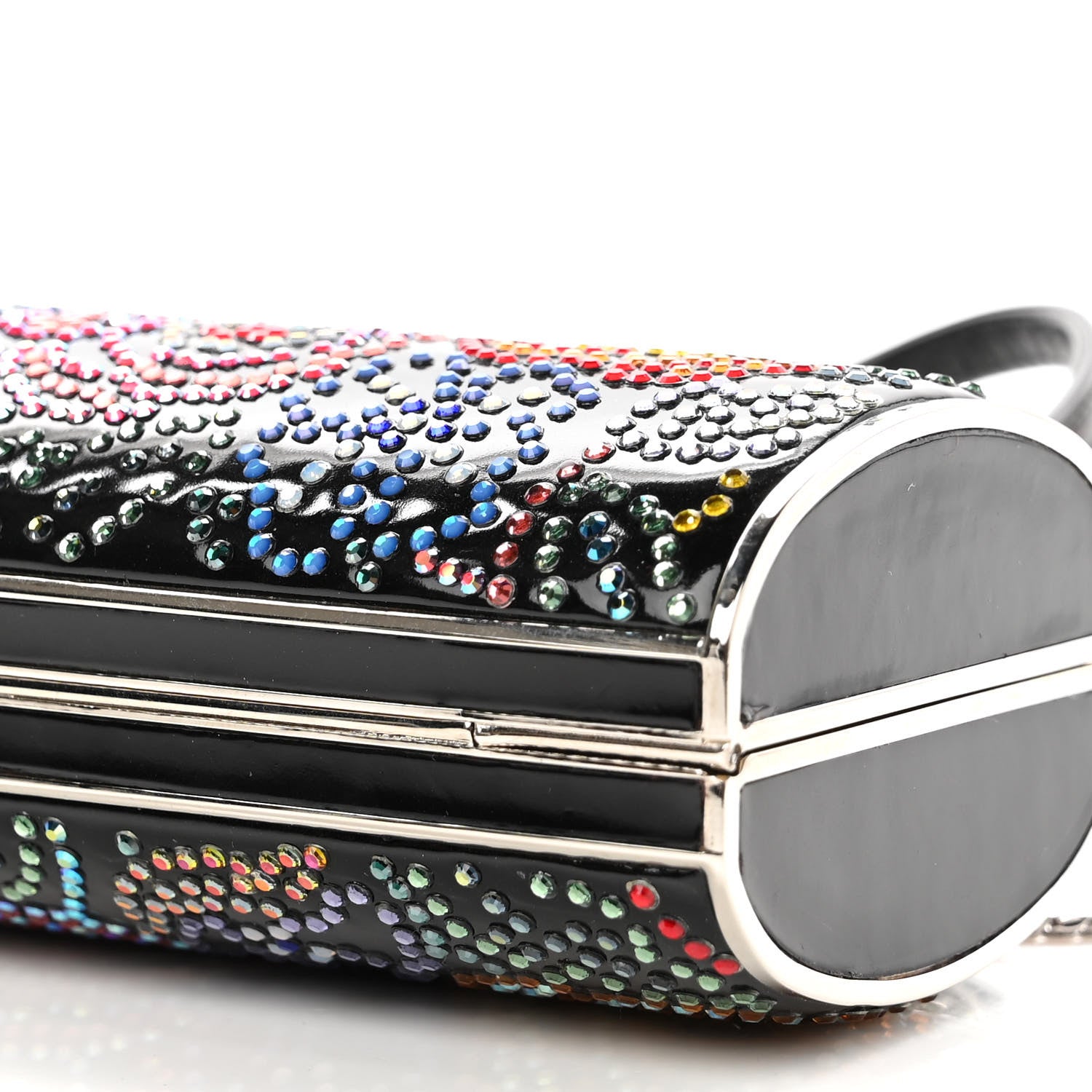 Judith Leiber Patent Crystal Floral Clutch Black Multicolor 7 of 7