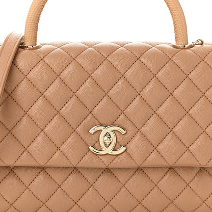 Chanel Caviar Lizard Embossed Quilted Small Coco Handle Flap Beige 8 of 10