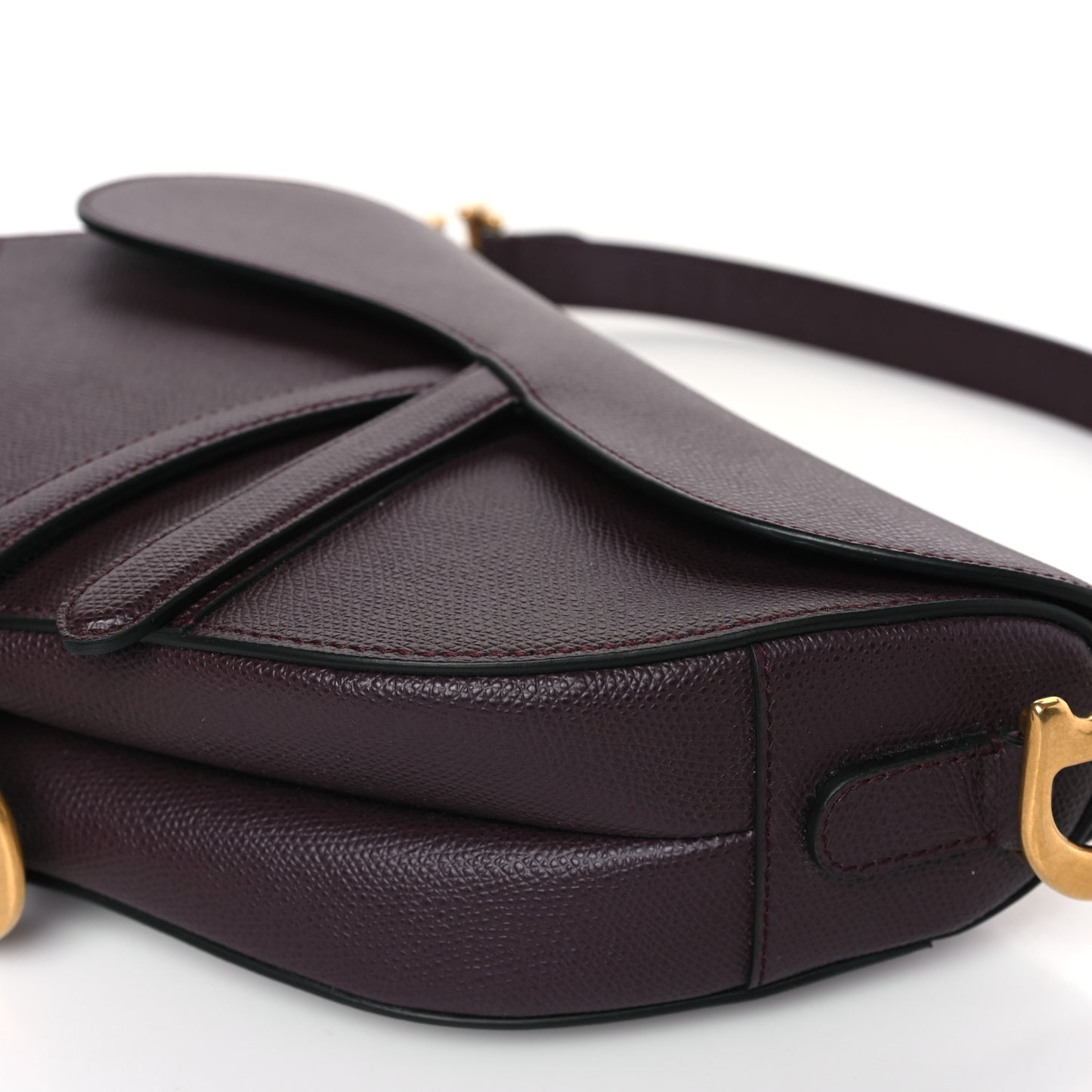 Grained Calfskin Saddle Bag Burgundy