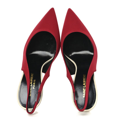 Saint Laurent Crepe De Chine Zoe 105 Slingback Pump 38 Deep Red 2 of 10