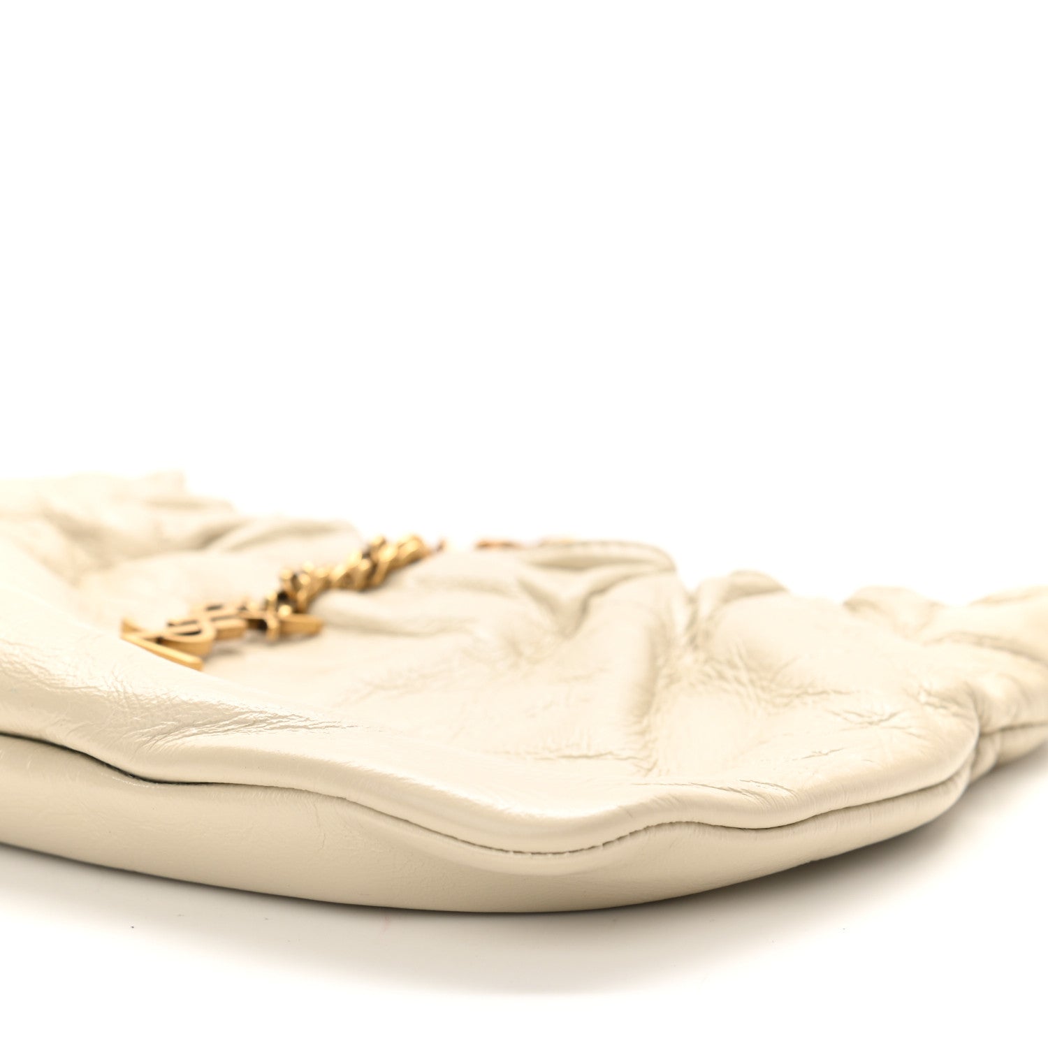 Saint Laurent Calfskin Pac Pac Ruched Hobo Winter White 10 of 11