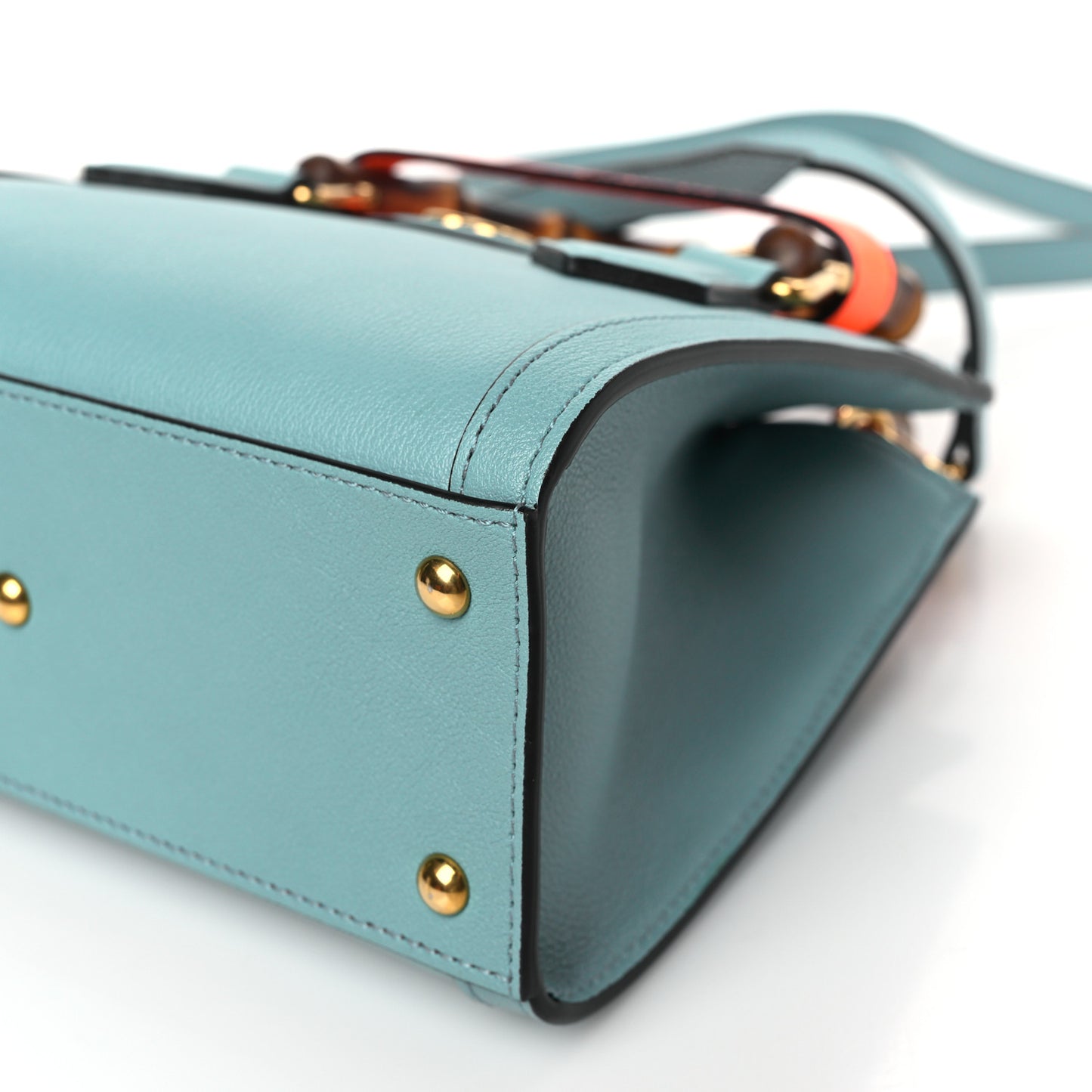 Wonka Grain Calfskin Mini Diana Tote Bag Dusty Azure Orange Fluo