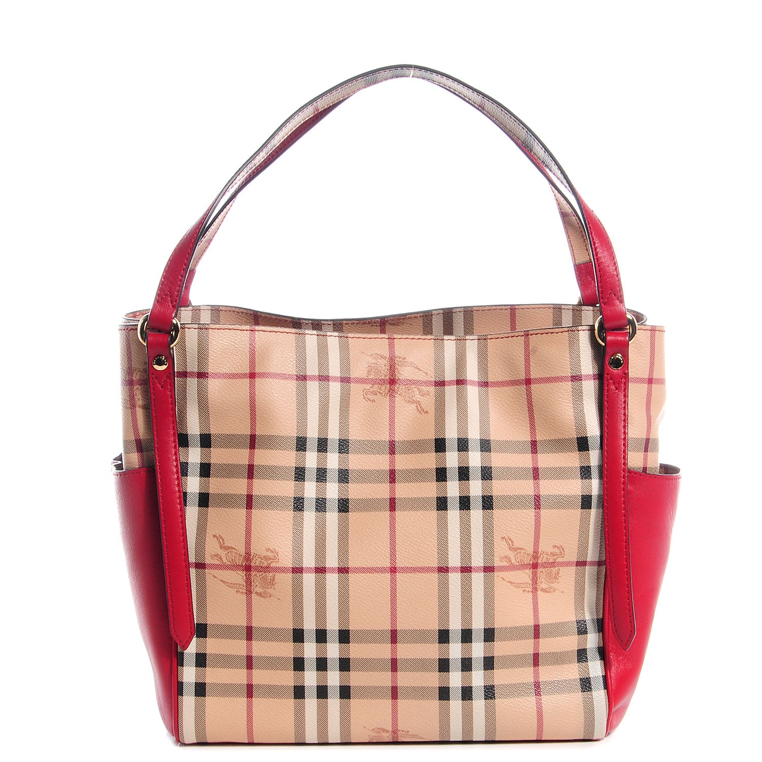 Burberry Haymarket Check Small Canterbury Tote Military Red 1 of 11