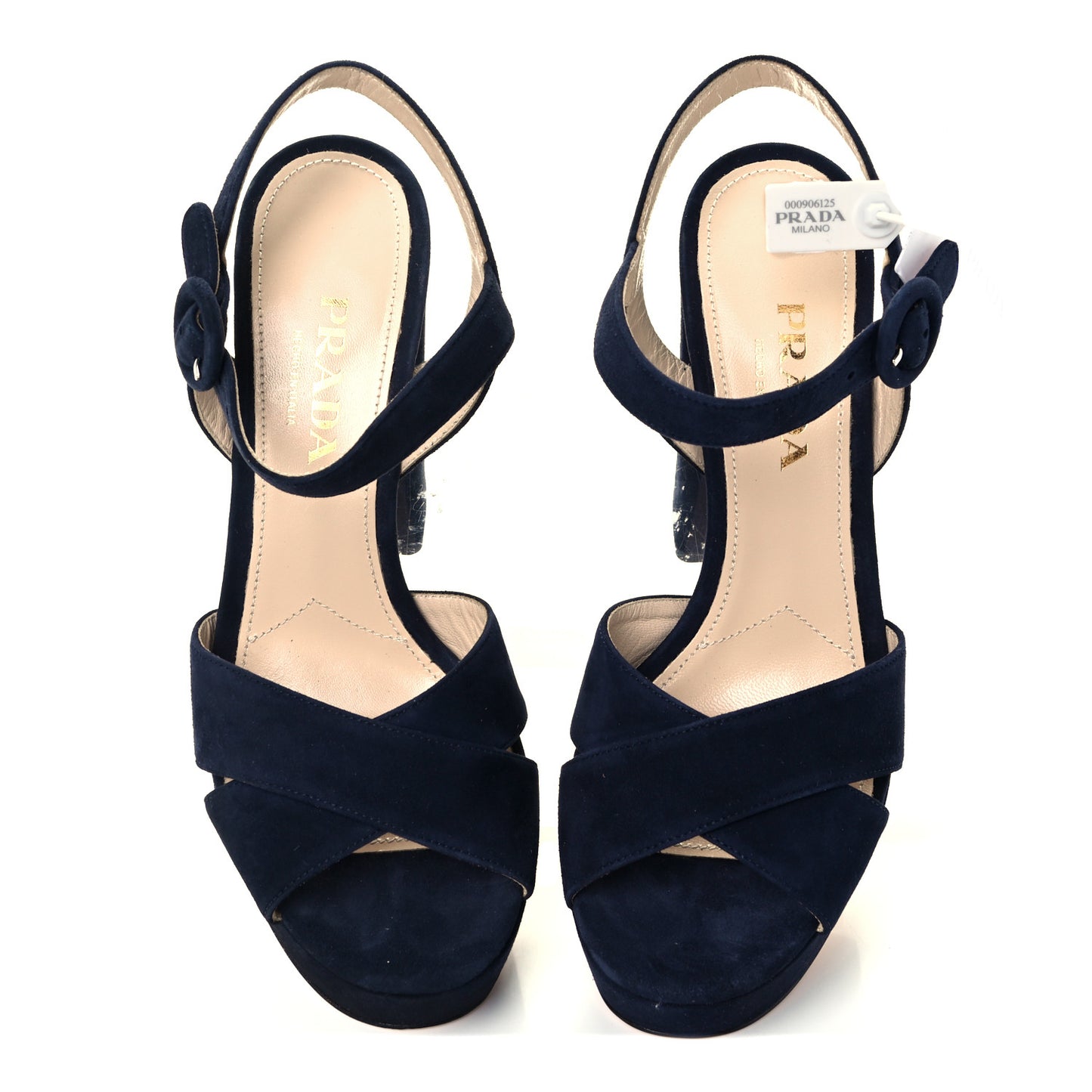 Suede Platform Sandals 37 Navy
