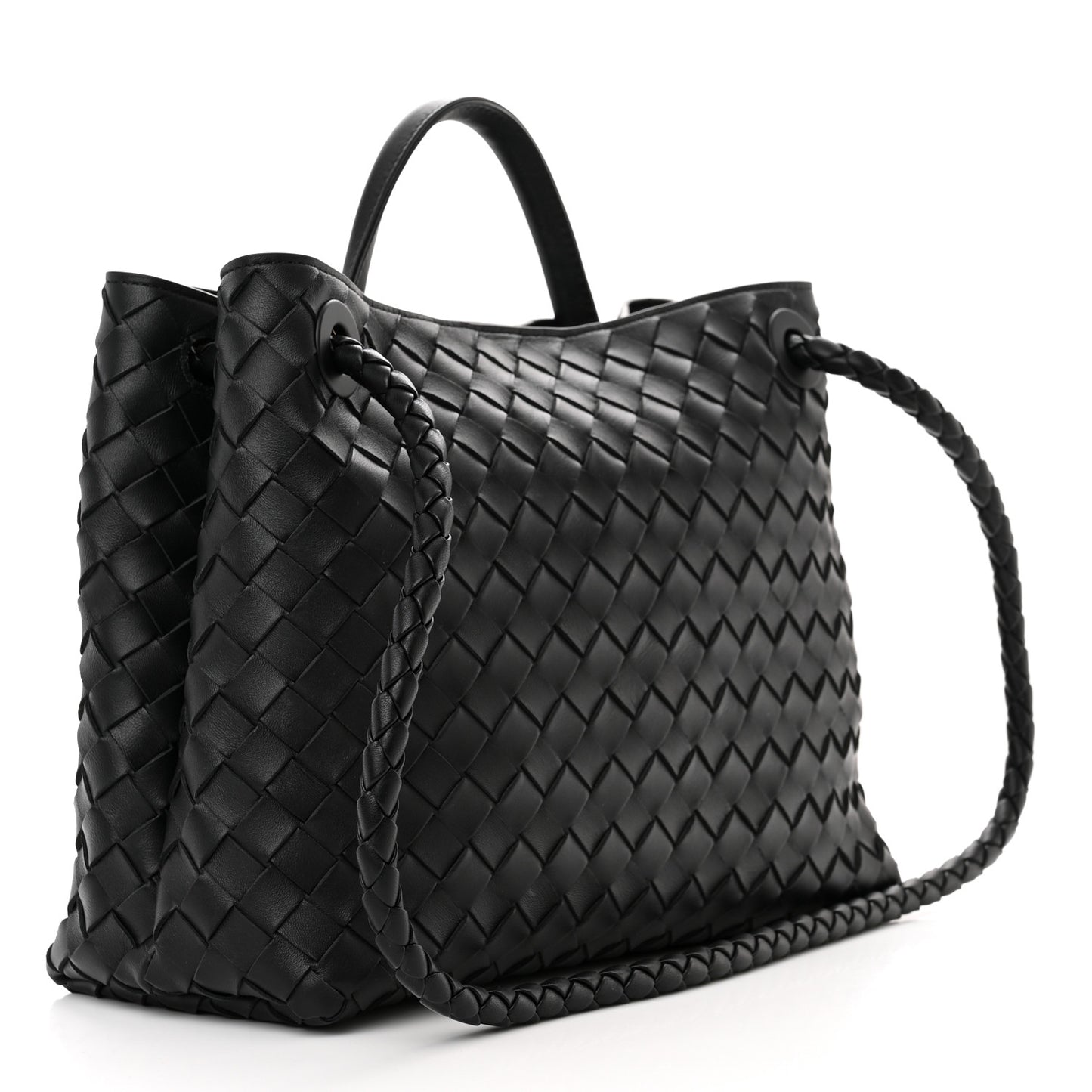 Nappa Intrecciato Medium Andiamo Shoulder Bag Black