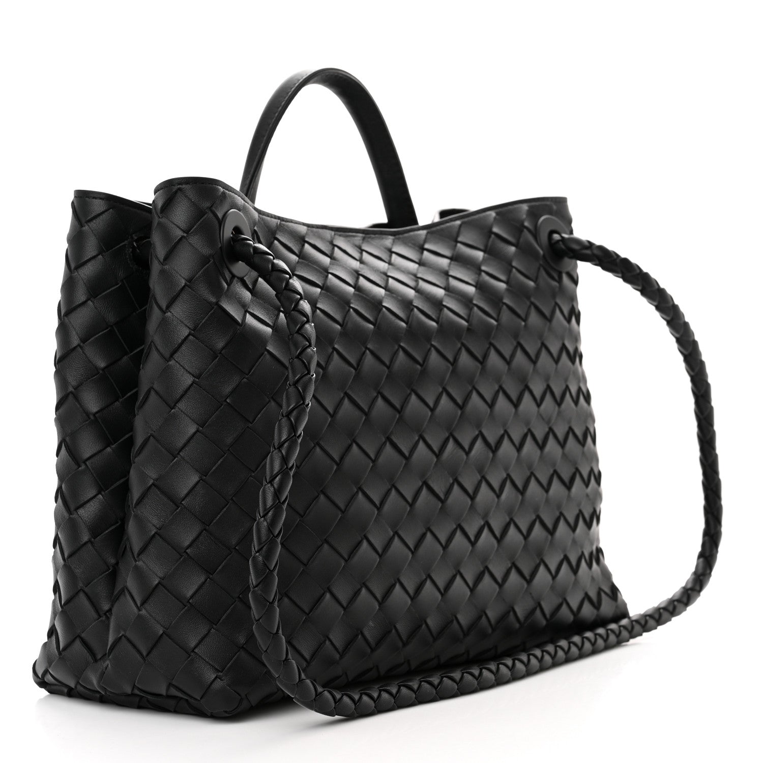 Bottega Veneta Nappa Intrecciato Medium Andiamo Shoulder Bag Black 3 of 10
