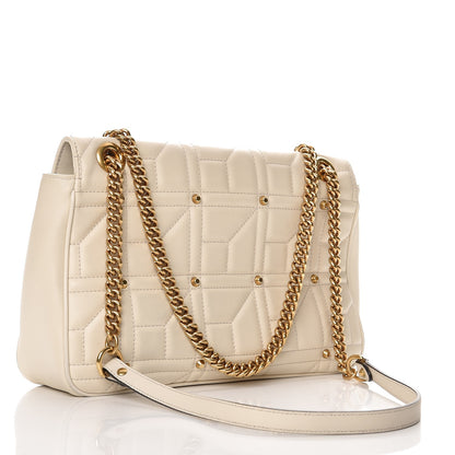 Gucci Calfskin Matelasse Studded Medium GG Marmont Shoulder Bag White 4 of 13
