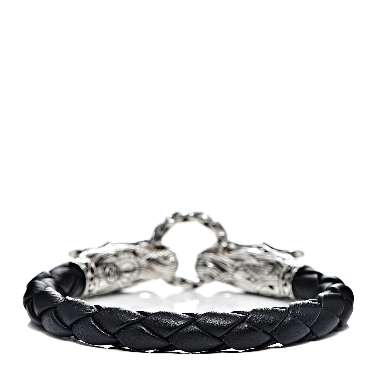 Sterling Silver Leather Naga Dragon Legend Bracelet Black